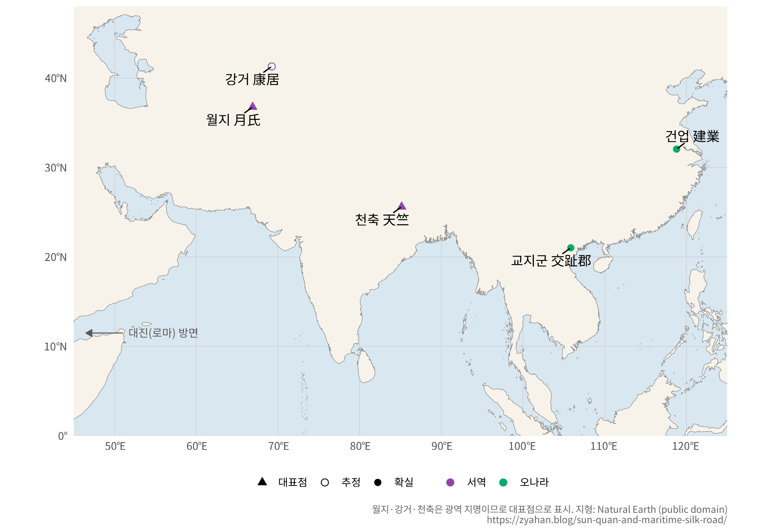 삼국시대 오나라에 들어온 외국인들의 출신지